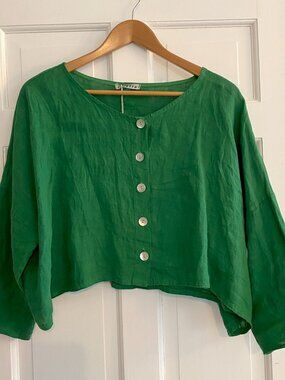 Colette cropped boxy linen top